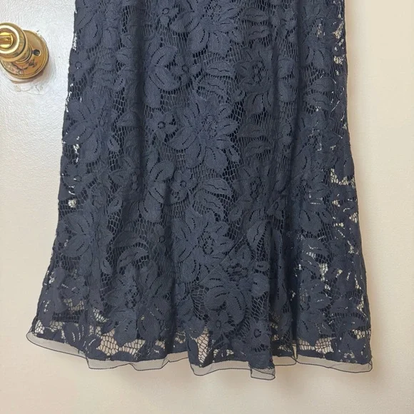 Nanette Lepore Fit & Flare V Neck Black Lace Dress Size 4 - Picture 4 of 7